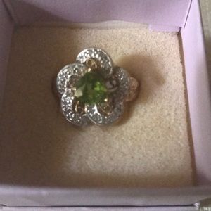 10kt., size 7 Periodot &diamond ring